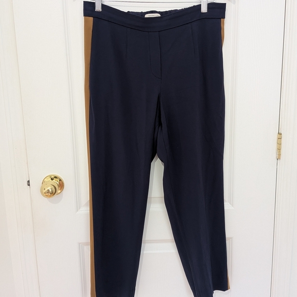 Aritzia Babaton Navy Trousers – Women’s Size 10, Tan Stripe, Like New #78 - Picture 1 of 5
